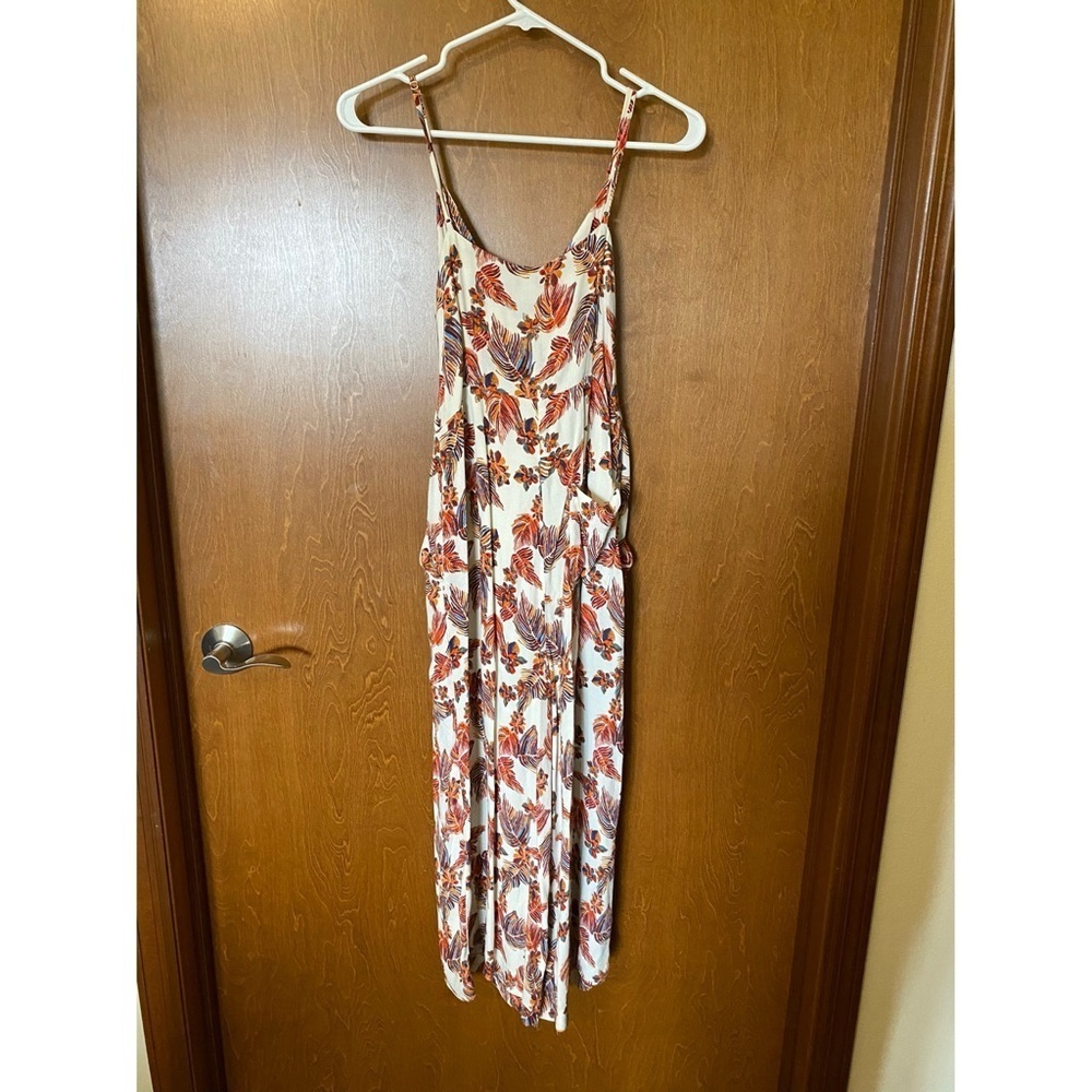 Free People Hot Tropics Cream Floral Wide Crop Leg Romper Jumpsuit—Size 8 - Picture 4 of 8